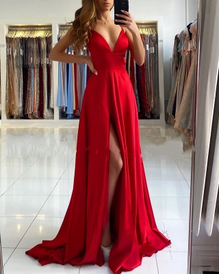 ZY027 Evening Dresses Long Red Simple Evening Dress Cheap Online_2