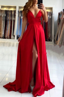 ZY027 Evening Dresses Long Red Simple Evening Dress Cheap Online_1