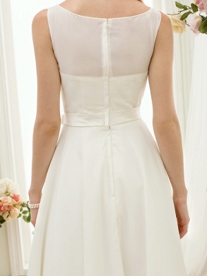 A-Line Wedding Dresses Bateau Neck Tea Length Chiffon Regular Straps Vintage Little White Dress 1950s_10