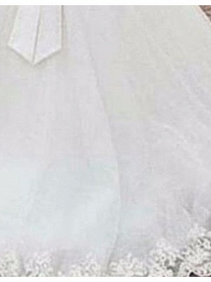A-Line Wedding Dresses Jewel Neck Sweep \ Brush Train Tulle Regular Straps_3