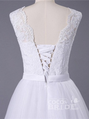 New Lace O-Neck Lace Tulle Boho Wedding Dresses_6