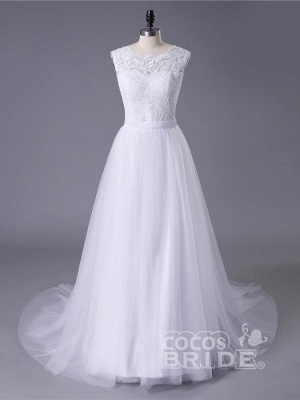 New Lace O-Neck Lace Tulle Boho Wedding Dresses_3