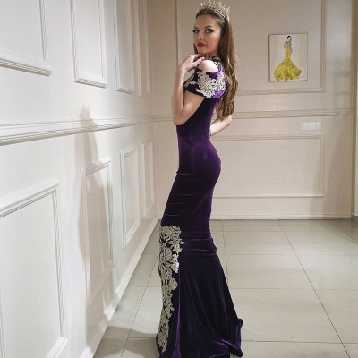 ZY097 Purple Evening Dresses Long Cheap | Velvet Prom Dresses Online_2