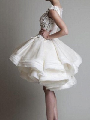 A-Line Wedding Dresses Jewel Neck Asymmetrical Polyester Sleeveless Country Little White Dress Plus Size_2