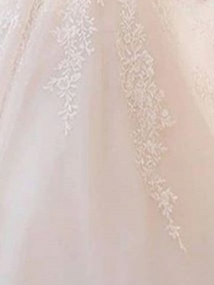 A-Line Wedding Dresses Bateau Neck V Neck Court Train Lace Tulle Long Sleeve Illusion Sleeve_2