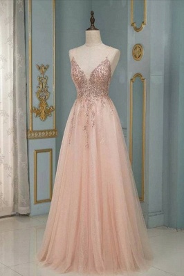 ZY193 Evening Dresses Long With Glitter Evening Dress V Neckline Online_1