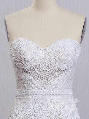 Ivory Lace Beach Wedding Dresses Sweetheart Neck Rustic Boho Wedding Dresses_14