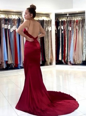 ZY298 Simple Evening Dress Wine Red Evening Wear Prom Dresses Online_3