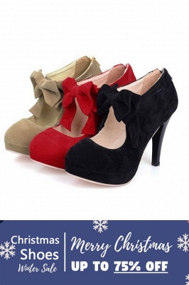 SD1261 Bow Tie Hollow Stiletto Heel Boots Women's Shoes_5