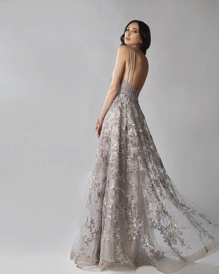 ZY338 Elegant Evening Dresses V Neckline Evening Dress With Lace_2