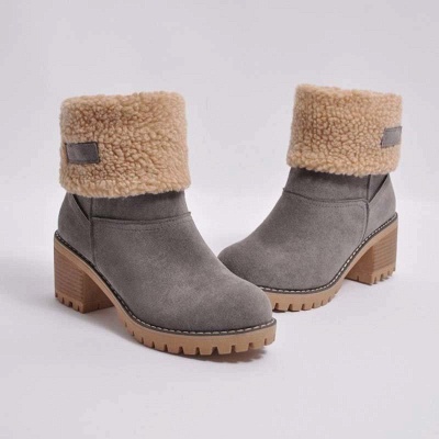 A| Chicloth Women's Winter Short Boots Round Toe Snow Boots_4